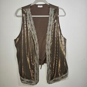 Chico's Women's Sequin  And Beaded Embellished Vest. Size 3.